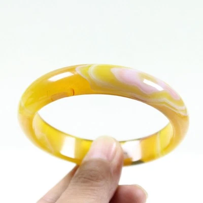 Brazalete Brazalete 68mm Certificado Ágata Natural Calcedonia Jade Marrón Hielo 3121 Foto 1 de 4