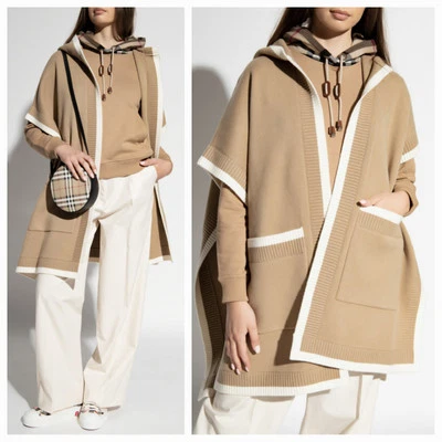 Capa de lana con capucha gráfica con logotipo de Burberry en beige XL NUEVA CON ETIQUETAS Foto 1 de 4