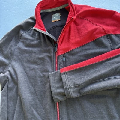 Chaqueta Icebreaker Lana Merino Cremallera Completa Marrón Rojo Bloque de Color Para Hombre Grande 99% Lana Foto 1 de 4