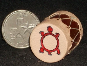 Miniature SW Native American Indian Style Drum w/ Turtle Motif 1:12 Prestige - Picture 1 of 1