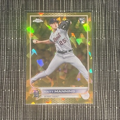 2022 Topps Chrome Sapphire Matt Manning Gold Refractor Rookie Card 29/50 Tigers - Image 1 of 2
