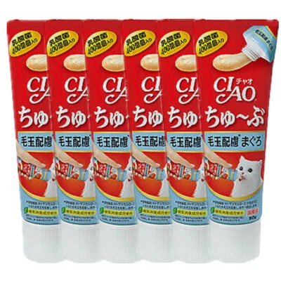 Ciao Hairball remedy Tuna Flavor Paste Cat Kitten 80g x 6 Packs - image 1 of 2