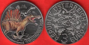 Austria 3 euro 2019 "Spinosaurus - Dinosaur" Colored UNC - Picture 1 of 1