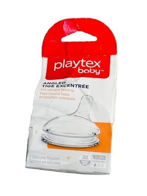 Playtex Baby 2ct Silicone BPAFree 0-3M Slow Flow Nipples Angled For Upright Feed - Image 1 of 4