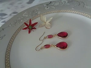 Gold Ohrringe mit Rubin, Gold Filled - Bild 1 von 9