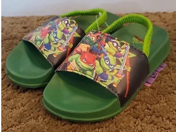 Sandalias Toboganes Tortugas Ninja Adolescentes Mutantes Niños Pequeños Talla 5/6 7/8 9/10 Nuevas con Etiquetas Foto 1 de 1