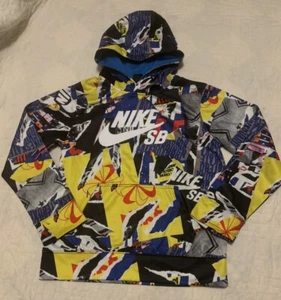 Nike SB Hoodie Boys Youth Size Large AOP Logo Pullover Fleece Sweatshirt - Picture 1 of 4