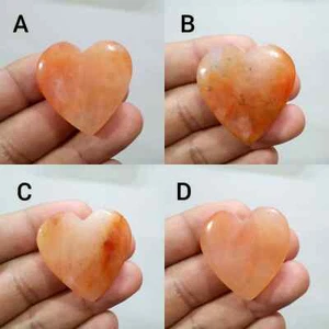 For Jewelry 100% Natural Orange Quartz Puffy Heart Shape Cabochon Loose Gemstone - Picture 1 of 13