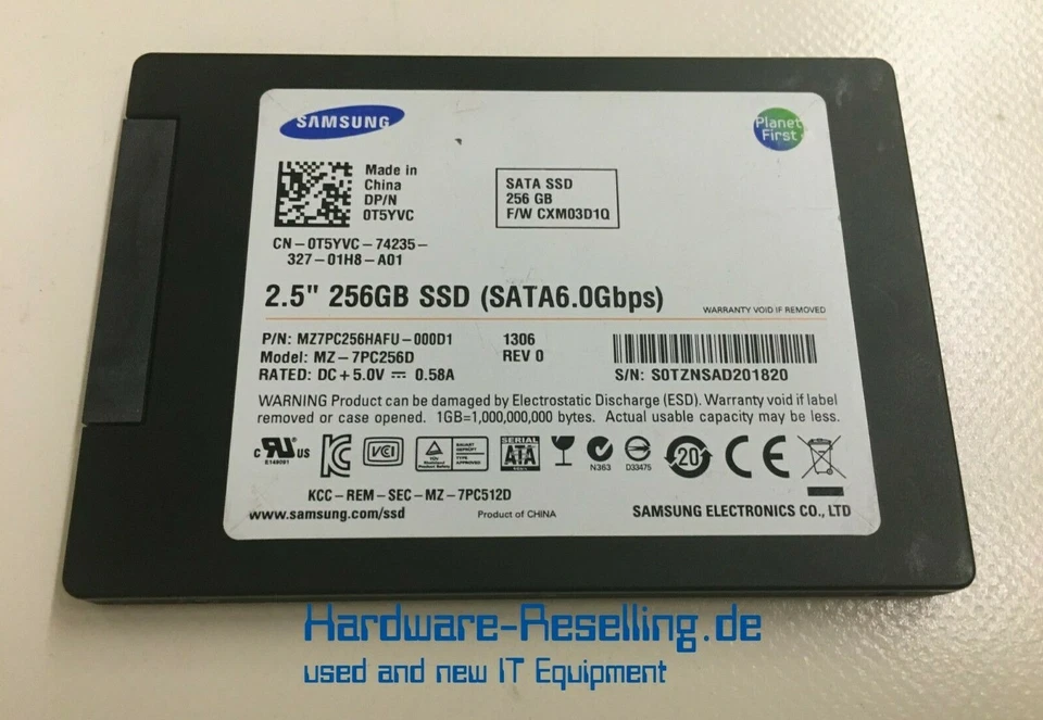 Samsung 256GB 2.5 " SATA III 6Gb/S Etat Solide Dur MZ-7PC256D MZ7PC256HAFU-000D - Photo 1/1