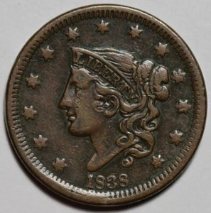 1838 Coronet Head Large Cent - US 1c Copper Coin - Picture 1 of 8