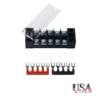5Pack 600V 15A Dual Row 5 Position Screws Electric Barrier Strip Terminal Block - Image 1 of 4