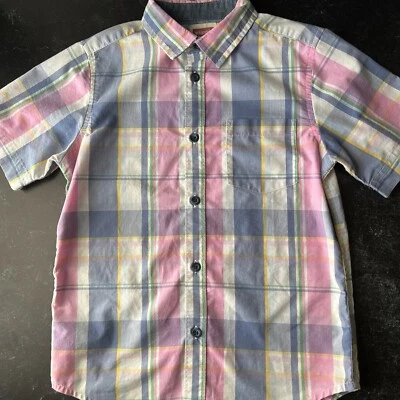 Wrangler Boy’s S/S Pink/blue/green/yellow/white Plaid Button Up Size S - Image 1 of 4