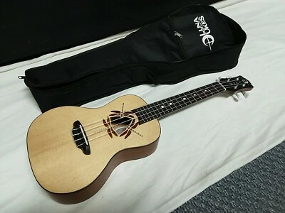 LUNA Dragonfly Concert Spruce SOLID TOP acoustic UKULELE new w/ GIG BAG - UKE - Image 1 of 4