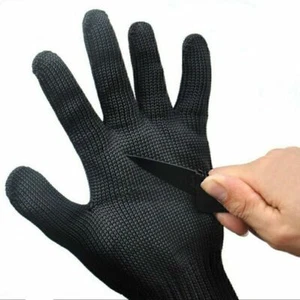 1 Paar Edelstahldraht Sicherheits Schnittschutz Metzger Handschuh Schwarz - Bild 1 von 6