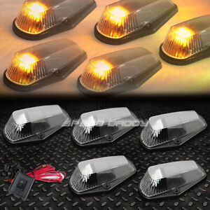 FOR 80-96 F-SERIES PICKUP 5PCS BLACK YELLOW LED CAB ROOF RUNNING LIGHTS+SWITCH