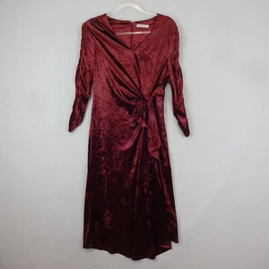 Per Una Dress Size 10 Burgundy Red Velvet Ruched Christmas Party Evening - Picture 1 of 9