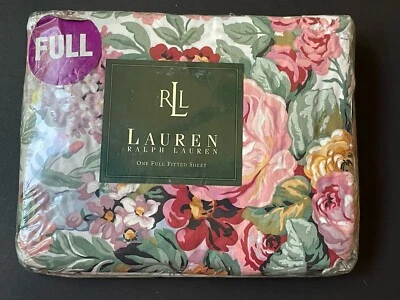 ¡NUEVO! *RALPH Lauren ALLISON *Sábana Ajustable COMPLETAMENTE PROFUNDA Azul Arco ROSAS Flores ¡RARA! Foto 1 de 4