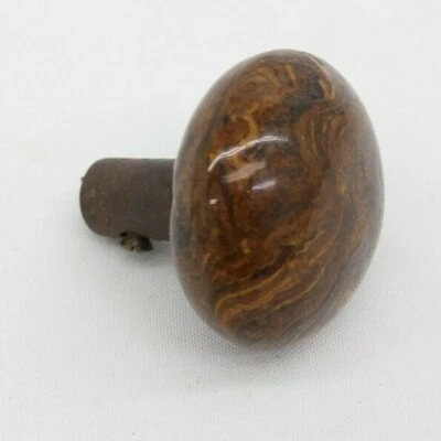 Antigua perilla de puerta de piedra marrón pulida DH Foto 1 de 4