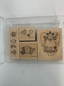 Stampin Up Gummistempelset "Patchwork Engel" 1993 Rentner, Weihnachten, Freude, Stern - Bild 1 von 4