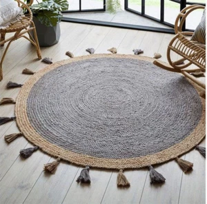 Rug 100% Natural Jute Braided Style Reversible Carpet Modern Living Area Rugs - Picture 1 of 6