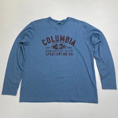 Columbia T-Shirt Mens XL Blue Long Sleeve Cotton Blend Knit Waffle Thermal Crew - Image 1 of 4