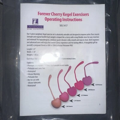 NUEVO Pesas de Ejercicio Kegel, Forever Cherry, 5 Piezas, Athena’s Foto 1 de 2