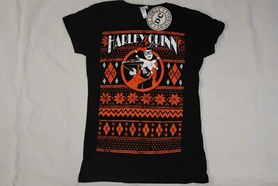HARLEY QUINN FAIR ISLE LADIES SKINNY T SHIRT NEW OFFICIAL XMAS CHRISTMAS - Image 1 of 4