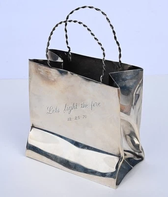 Vintage Cartier Hand Made Sterling Silver Tote Shopping Bag Form Container 198g - Image 1 of 4