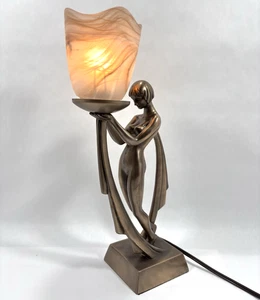 Top Collection Art Deco Nude Lady Lamp Statue Plastic Bronze Color 16" x 6.5"in. - Picture 1 of 9