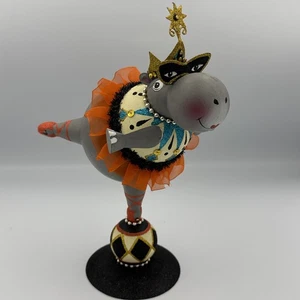 Vintage Pier 1 tanzende Ballerina Nilpferd Glitzer Figur 11 Zoll Karneval - Bild 1 von 18