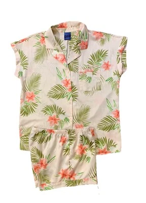 Pajama Shorts Set APT 9 Silky Satin Hawaiian  Floral Sz M Woman’s - Image 1 of 4