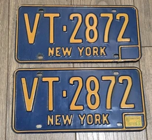 DMV Clear 1966 67 68 69 70 71 72 73 New York License Plate Pair Set VT 2872 - Picture 1 of 4