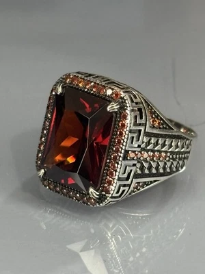 Handmade Sterling Silver Ruby Stone Ring:Gold Detail Filigree Statement Jewelry - Image 1 of 4