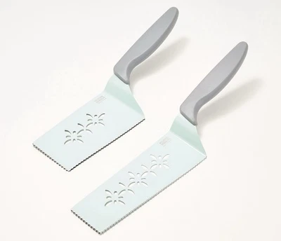 Conjunto de 2 facas Kuhn Rikon fatia e serviço com bainhas K65363 NOVO cinza e branco - Imagem 1 de 2