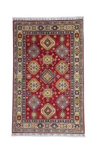 Hand-Knotted Afghani Kazak Wool Rug – 3’10″ x 6’0″ - Picture 1 of 5