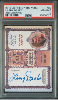 2015 UPPER DECK FIREFLY LARRY DRAKE AUTO “DARK NIGHT OF THE SCARECROW” PSA 10 - Image 1 of 2