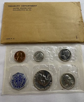 1956---- US Mint Silver Proof 5~Coin Set Uncirculated Set--Coins Original Cello - Image 1 of 4