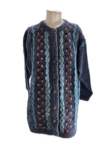 Tulchan Women's Sweater Large Vintage Wool Strawberry Knit Vintage Cardigan - Picture 1 of 8