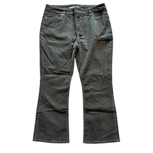 LANDS' END Gray Corduroy Mid Rise Bootcut Pants Size 14P Classic Preppy Casual - Picture 1 of 11