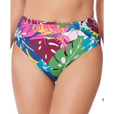 Blue Rod Beattie High Waist Bikini Bottom Draped Tropical Floral Size 8 New - Image 1 of 4