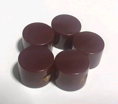 5 Retro Vintage Burgundy Chunky Disc Bakelite Sewing Buttons ~ 7/8" by 5/8" - Image 1 of 4