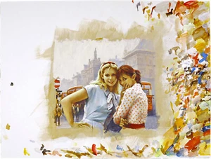 Len Thurston "Love me or leave me" original gouache illustration smile font Tan - Picture 1 of 3