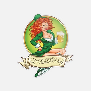 Calcomanía pegatina de vinilo con cerveza para niña del día de San Patricio - Imagen 1 de 1