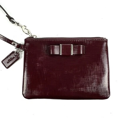 Coach Darcy Wristlet Sherry Dark Red Clutch Bow Wallet Brand New - Image 1 of 4