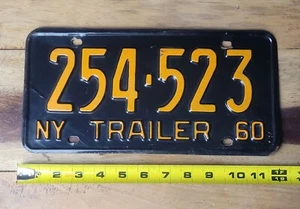 Remolque del estado de Nueva York 1960 matrícula etiqueta NY # 254-523 ¡Raro en muy buena condición! - Imagen 1 de 1
