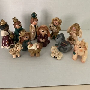 Vtg Little Blessings Resin Nativity 12 Pcs Colorful, Childlike, In Original Box - Picture 1 of 9