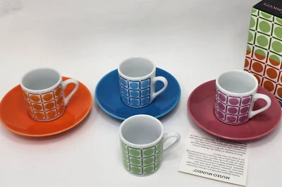Bia Cordon Bleu Museo Mundo círculos en cuadrados taza y platillo Demi 3 oz., juego de 3 Foto 1 de 4