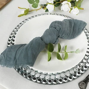 5 DUSTY BLUE Gauze Cheesecloth Cotton DINNER NAPKINS Party Table Decorations - Picture 1 of 8