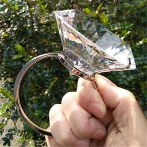 Creative Crystal Big Diamond Ring Wedding Gift Proposal Prop Valentine Day Ring - Picture 1 of 13