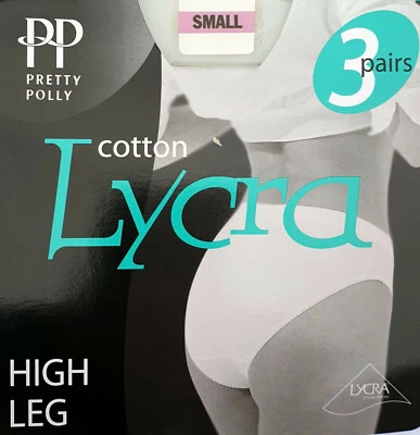 Pretty Polly 3 Pares Calzoncillos Algodón Damas Blanco Pequeño - Ropa Interior Pantalones Knickers Foto 1 de 4